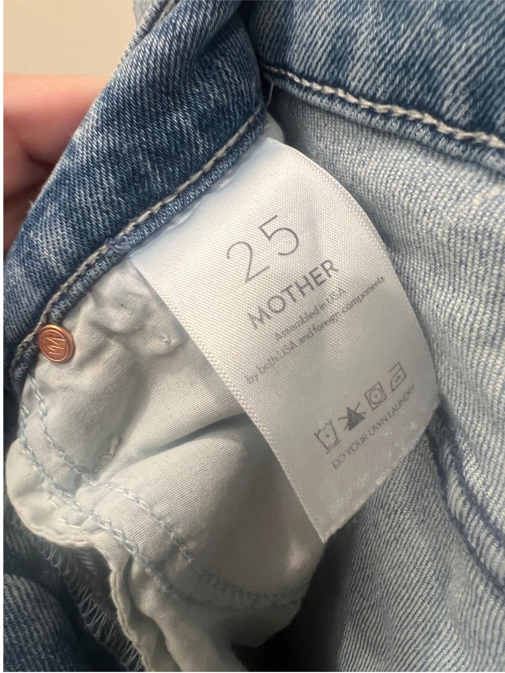 MOTHER Light Blue Cropped Straight Jeans “Insider Ankle Fray in Herbal Remedy” - Picture 5 of 5